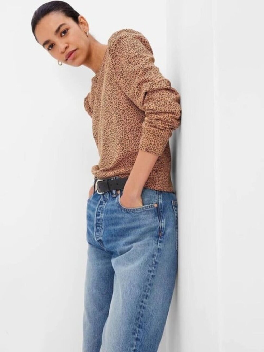 GAP vintage soft puff sleeve sweatshirt animal print (L tall)